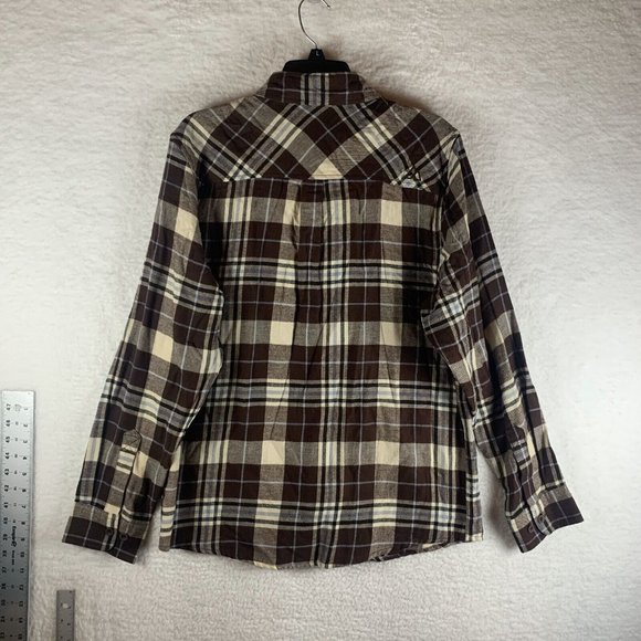 Alpine Design Shirt Mens Medium Rich Walnut Plaid Cotton Flannel Button-Up 8246 - Picture 2 of 8